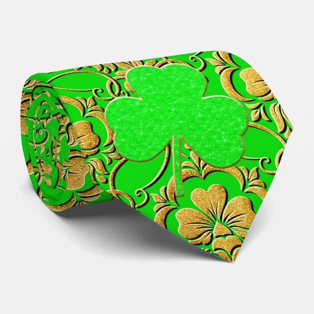 Milo Dale St Patricks Kleeblatt Green Men's Krawat Krawatte (Gerollt)