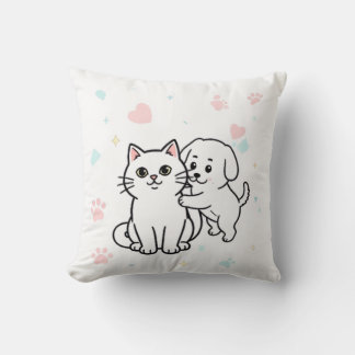 Milo et Bo Kawaii Coussin de chat et de chien