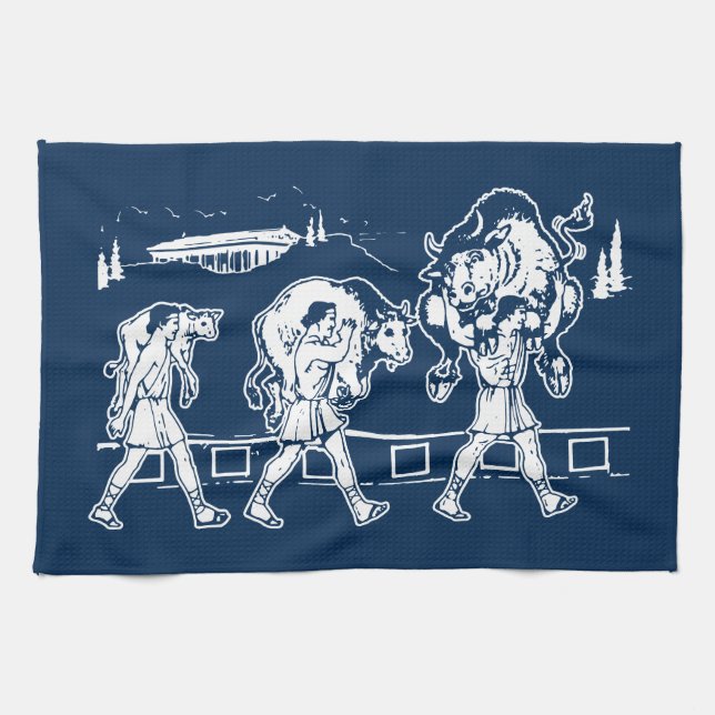 Milo von Croton und The Bull - Gym Motivierend Geschirrtuch (Horizontal)