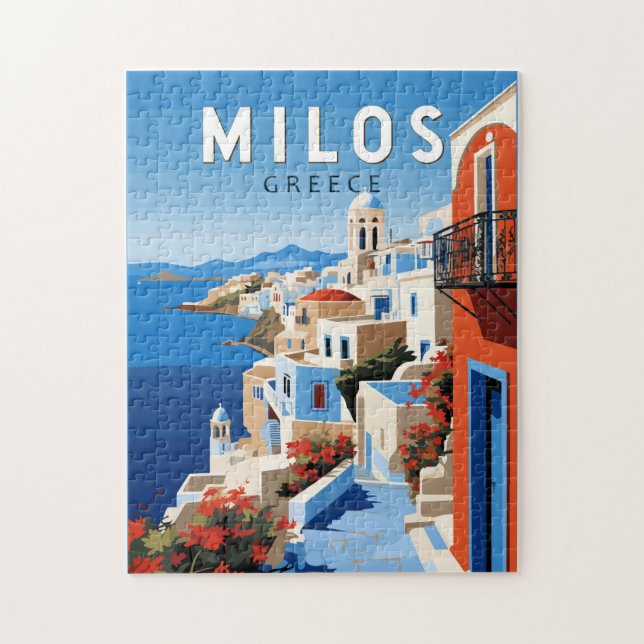 Milos Greece Travel Art Vintag (Vertikal)