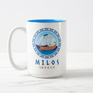 Milos, Griechenland Griechisches Schiff Design Zweifarbige Tasse