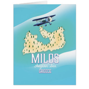 Milos, griechische Insel Karte Reiseplakatkunst.