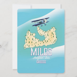 Milos, griechische Insel Karte Reiseplakatkunst.