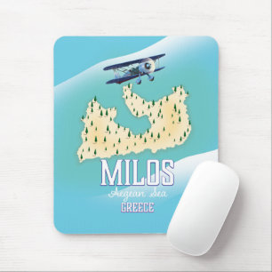 Milos, griechische Inselkarte Reiseposter Kunst. Mousepad