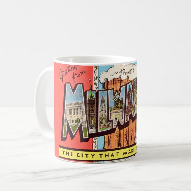 Milwaukee Bier Postkarte Kaffeetasse (Vorderseite Links)