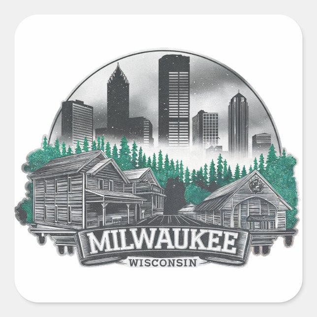 Milwaukee City Wisconsin USA Quadratischer Aufkleber (Vorderseite)