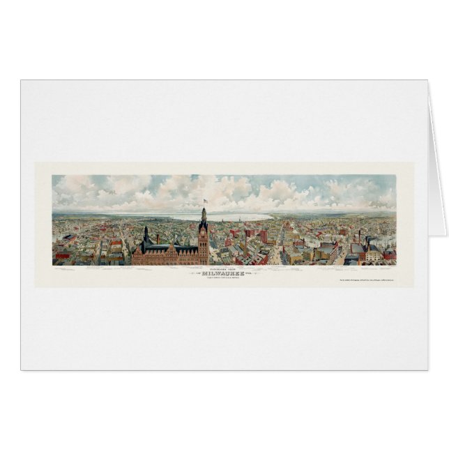 Milwaukee, panoramische Karte WI - 1898 (Vorderseite (Horizontal))