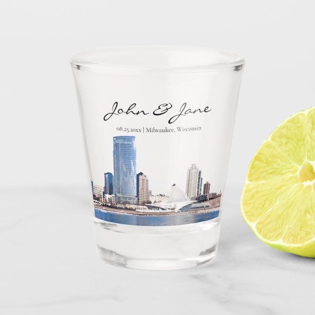Milwaukee personnalisé Skyline verre de tir (Devant)