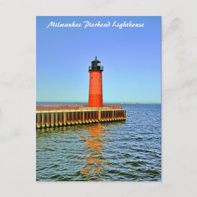 Milwaukee Pierhead Lighthouse, Lake Michigan Postkarte (Vorderseite)