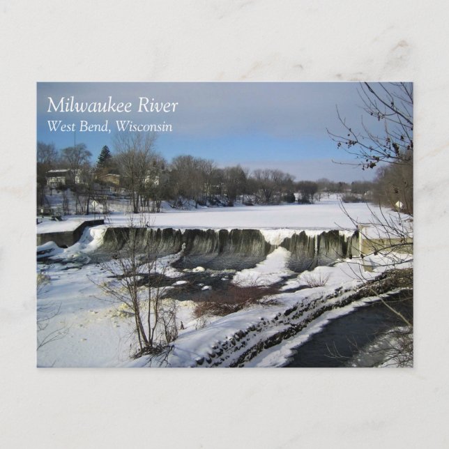 Milwaukee River, West Bend, Wisconsin Postkarte (Vorderseite)