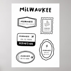 Milwaukee - Sammlung von Briefmarke für Reisen Poster