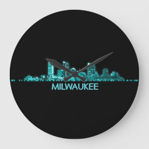 Milwaukee Skyline Große Wanduhr