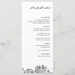 Milwaukee Skyline Modern Wedding Dinner Menu Menükarte