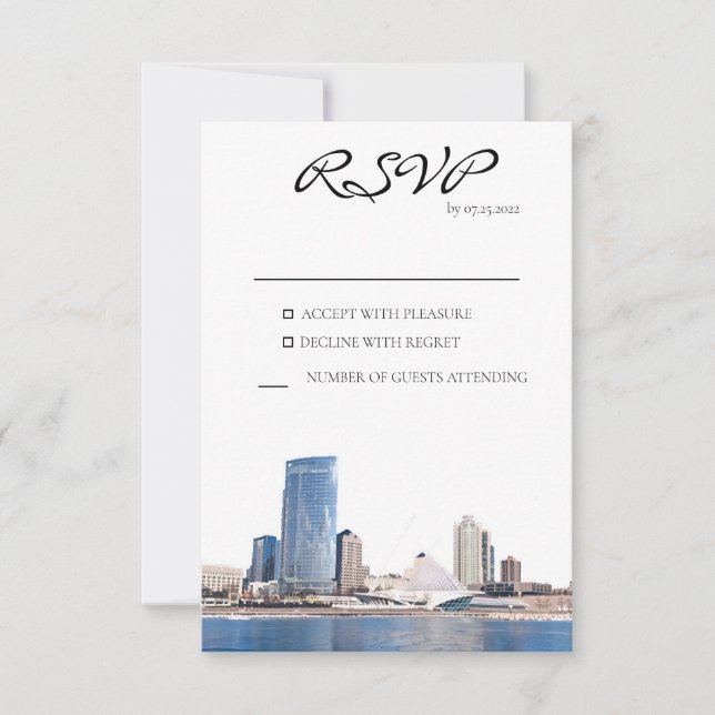 Milwaukee Skyline Response Card RSVP Karte (Vorderseite)
