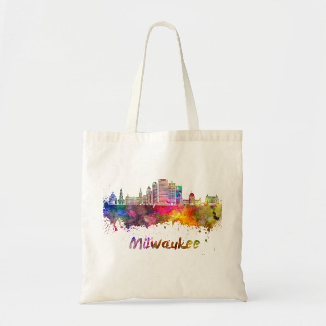 Milwaukee V2 Skyline in Aquarellfarbe Tragetasche (Vorne)