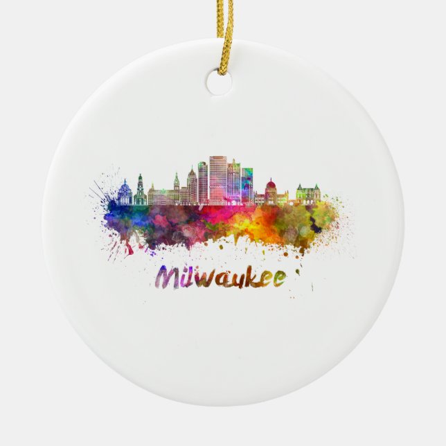 Milwaukee V2  skyline in watercolor Keramikornament (Vorne)