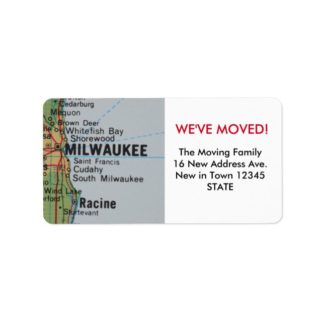 Milwaukee We've Moved label Adressaufkleber (Vorne)