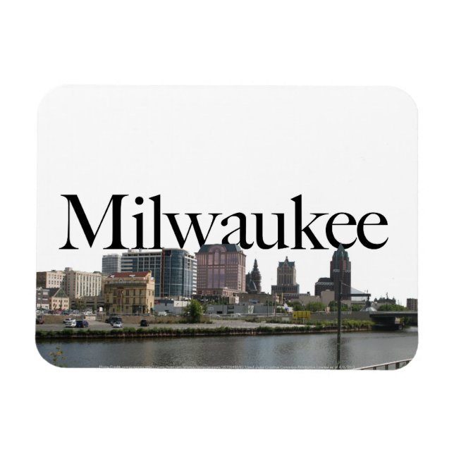 Milwaukee WI Skyline mit Milwaukee im Himmel Magnet (Horizontal)