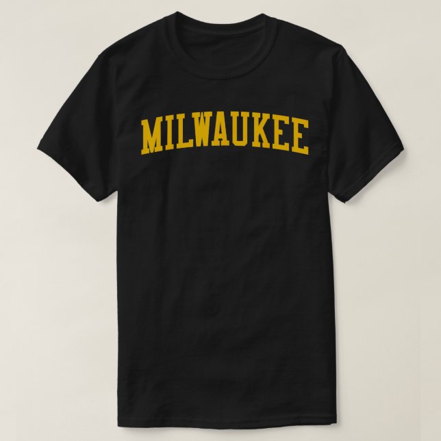 Milwaukee WI Varsity Style Brew City Throwback Yel T-Shirt (Design vorne)