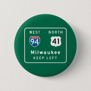 Milwaukee, WI-Verkehrsschild Button