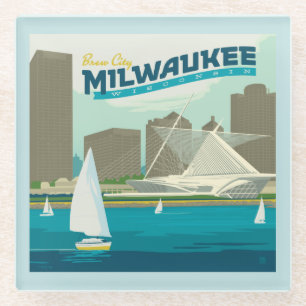 Milwaukee Wisconsin Harbour   Stadt Brew Glasuntersetzer