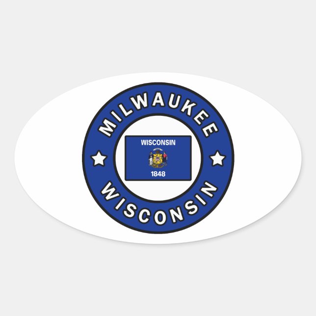 Milwaukee Wisconsin Ovaler Aufkleber (Vorderseite)
