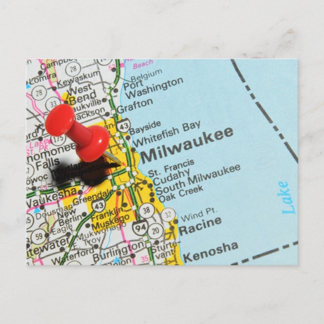Milwaukee, Wisconsin Postkarte (Vorderseite)