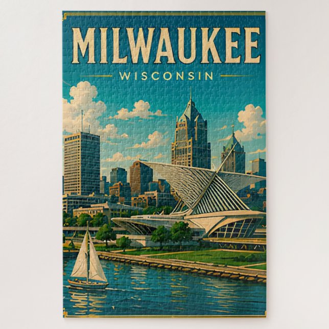 ⛵ Milwaukee Wisconsin Seefront Skyline (Vertikal)