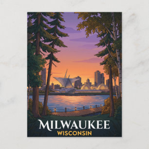 Milwaukee Wisconsin Seepromenade Kunstmuseum Reise Postkarte