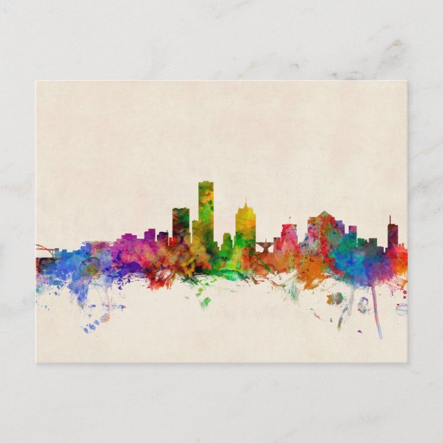 Milwaukee Wisconsin Skyline Cityscape Postkarte (Vorderseite)