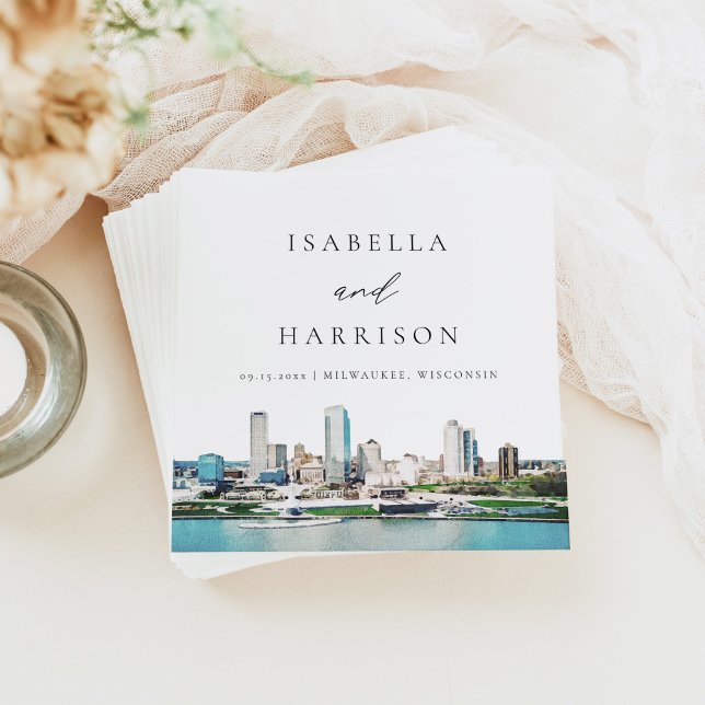 MILWAUKEE Wisconsin Skyline Destination Travel Serviette (Von Creator hochgeladen)