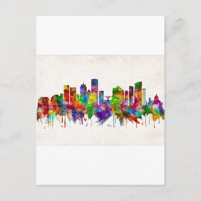Milwaukee Wisconsin skyline Einladungspostkarte (Vorderseite)