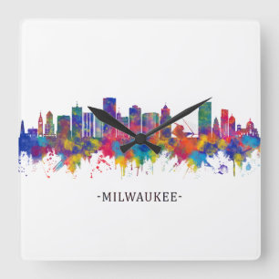 Milwaukee Wisconsin Skyline Quadratische Wanduhr