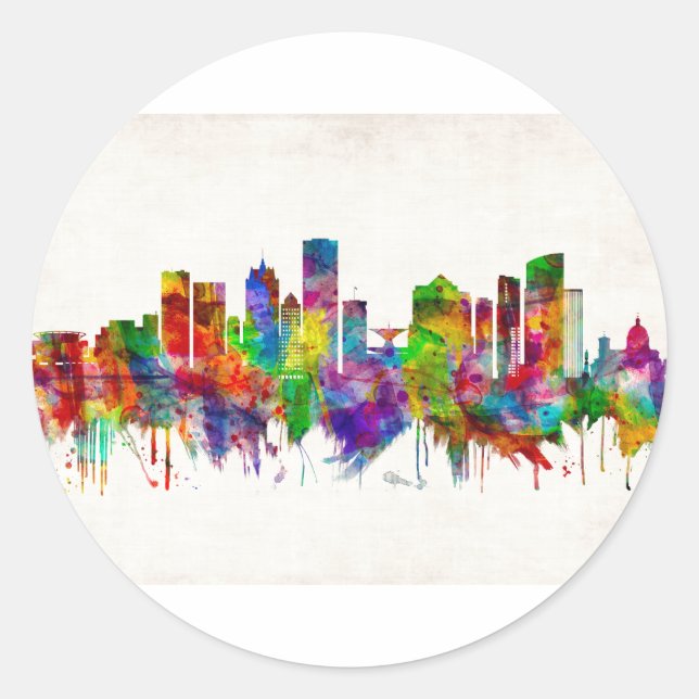 Milwaukee Wisconsin skyline Runder Aufkleber (Vorderseite)