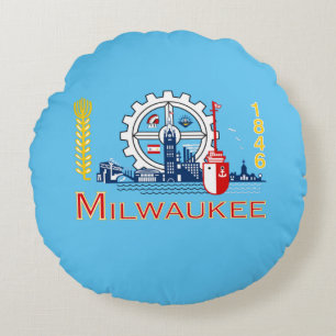 Milwaukee (Wisconsin) Stadtflagge Rundes Kissen