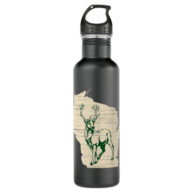 Milwaukee Wisconsin Star Green Standing Stoic Buck Edelstahlflasche (Vorderseite)