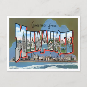 Milwaukee, Wisconsin Vintage Große Buchstaben Postkarte