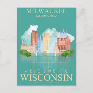 Milwaukee Wisconsin Vintage Reise USA Postkarte