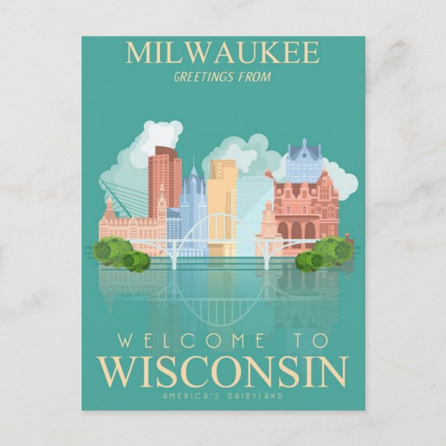 Milwaukee Wisconsin Vintage Travel usa Postkarte (Vorderseite)