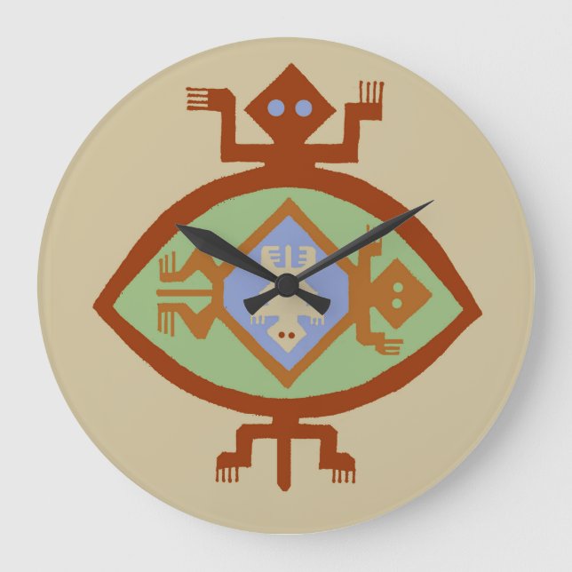 Mimbres Amérindiens Sud-Ouest Arrondi Mur Horloge (Recto)