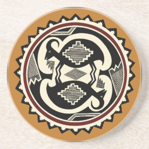Mimbres‑Stammesgeister Sandstein Untersetzer