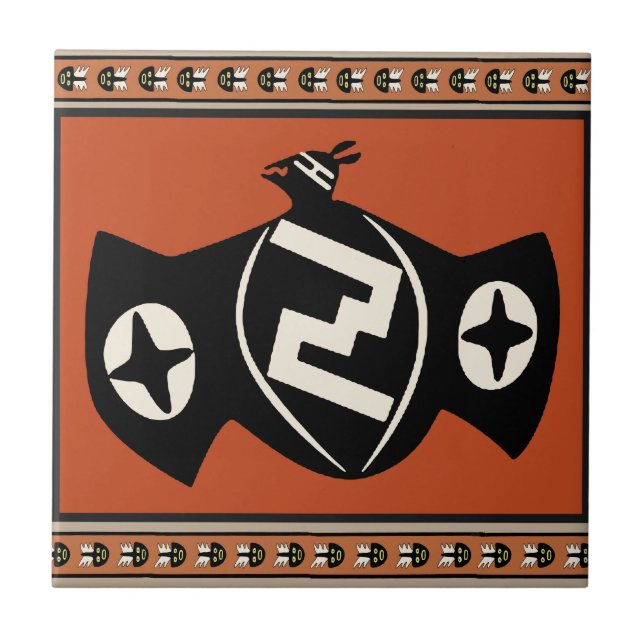 Mimbres Tribal Bat Fliese (Vorderseite)