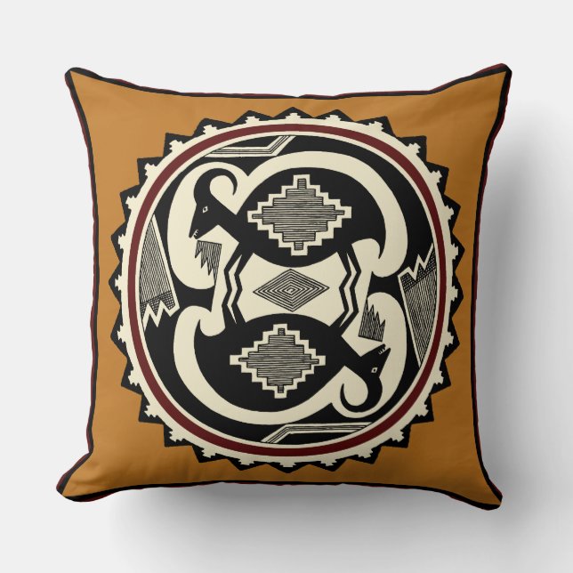 Mimbres Tribal Spirits Throw Kissen (Vorderseite)