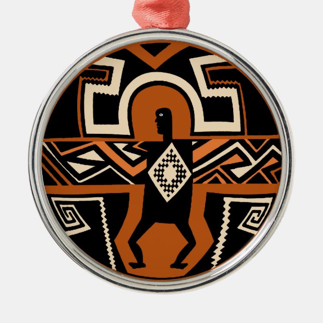 Mimbres Warrior Ornament Aus Metall (Vorne)
