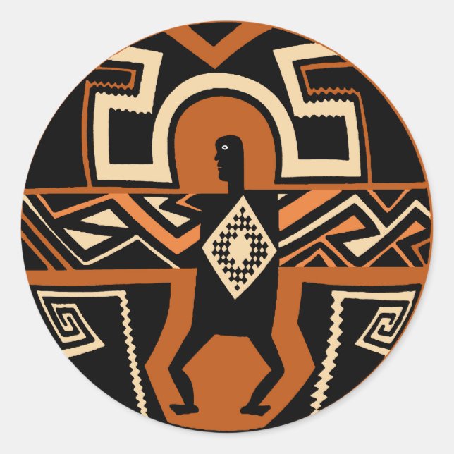 Mimbres Warrior Runder Aufkleber (Vorderseite)