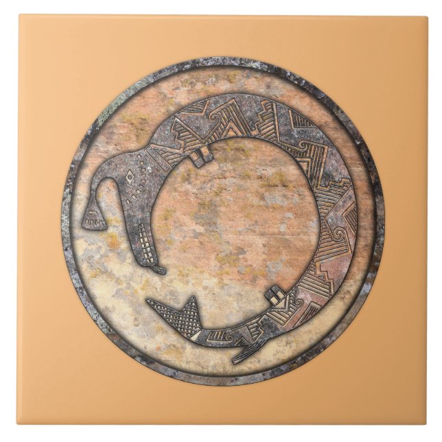 Mimbres Water Serpent Talking Canyons, New Mexico Fliese (Vorderseite)