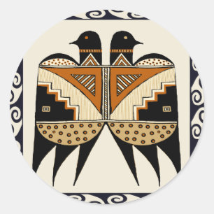 Mimbres Zwillingsvögel Runder Aufkleber