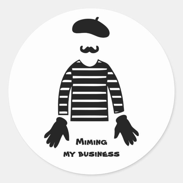 Mime Pantomime Mimming Runder Aufkleber (Vorderseite)