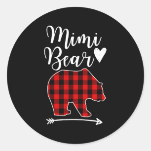 Mimi Bear Black Red Kariert Bear Oma Runder Aufkleber