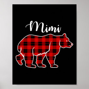 Mimi Bear Karierte Weihnachtskostüme Matching Fam Poster